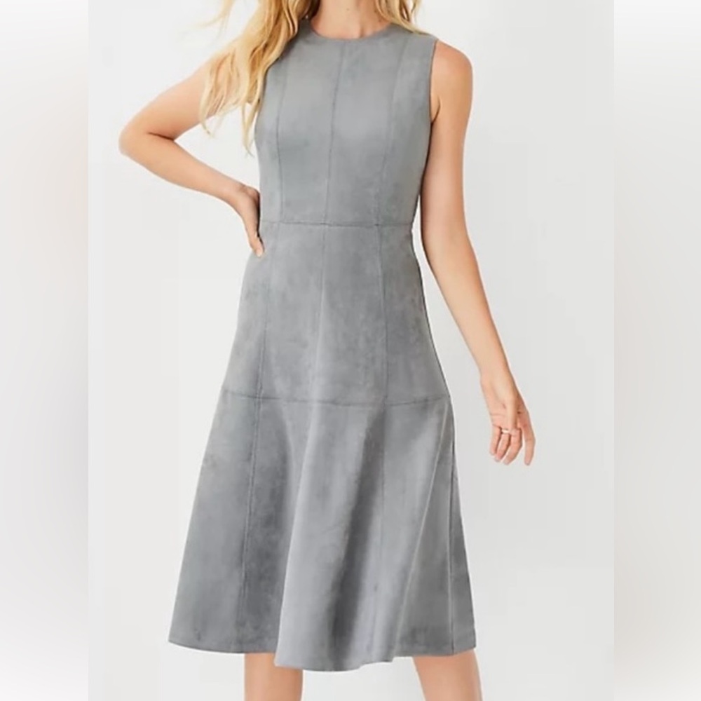 Ann Taylor Faux Suede Midi Flare Dress Size 14 NWT